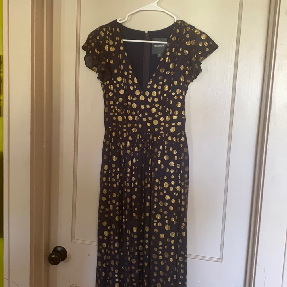 ModCloth Navy with Gold Polka Dots